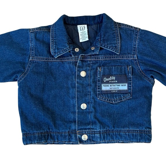 BABY GAP 12-18 Months Heavy Denim Jean Jacket Farm Sheep - Picture 3 of 8